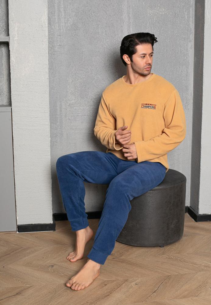 Pijama Barbat POLAR , Culoare Galben, Engros